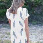 Mini V-neck Feather Print Dress - Image 4