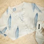 Mini V-neck Feather Print Dress - Image 5