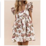 Square neck ruffled flying mini dress - Image 8