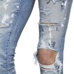 Torn Graffiti Old Wash Stretchy Slim Jeans Men - Image 4