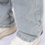 American Retro Line Segmentation Design Straight Leg Pants - Image 5