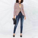 Houndstooth Small Jacket Women Long-Sleeved Double-Breasted Plaid Blazer - Image 6