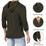V Neck Outdoor  Loose Shirt Men Hooded T-Shirt - Image 2