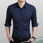Brand 2021 Fashion Male Shirt Long-Sleeves Tops Polka Dot Printing Mens Dress Shirts Slim Men Shirt Plus Size M-5XL FGT - Image 8