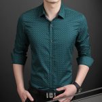 Brand 2021 Fashion Male Shirt Long-Sleeves Tops Polka Dot Printing Mens Dress Shirts Slim Men Shirt Plus Size M-5XL FGT - Image 6