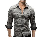 Men Shirt Brand Male Long Sleeve Shirts Casual Solid Slim Fit - Image 3