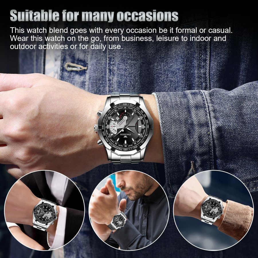 Waterproof Men's Stainless Steel Quartz Analog Wrist Watch Date Business Gift - Image 7