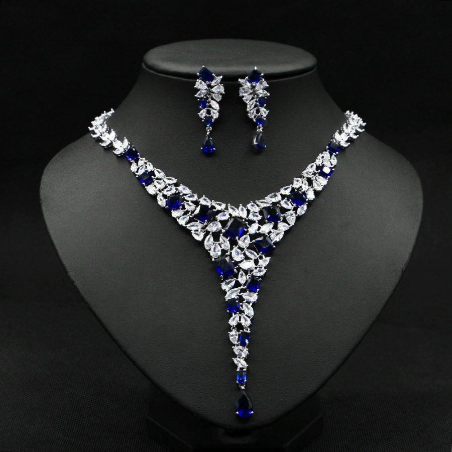 Colorful Zircon Necklace Set Wedding Dress Wedding Earring Accessories - Image 3