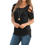 Printed Strapless T-shirt Ladies Short-sleeved T-shirt Hollow Top Women - Image 6