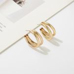 Simple Double C-shaped Metal Earrings - Image 3