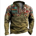 Men Casual Chest Button Sports Pullover Long Sleeve - Image 9