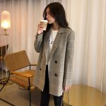 Collar Plaid Women Blazer - Image 5