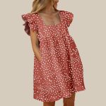 Square neck ruffled flying mini dress - Image 6
