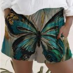 Printed Elastic High Waist Shorts Women - Image 4