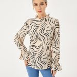 Ladies Graphic Casual Balloon Sleeve Shirt - Image 3
