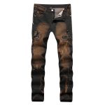European And American High-street Fashion Men's Zippered Torn Jeans - Image 2