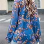 Women's Tops Casual Floral Print V Neck Long Sleeve Shirts Loose Chiffon Blouses Shirts Tops - Image 6