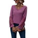 Loose Casual V-neck Lace Lace Long-sleeved - Image 7