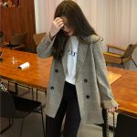 Collar Plaid Women Blazer - Image 3