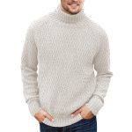 Men's High Collar Solid Color Long Sleeve Knitting Twisted Sweater - Image 3