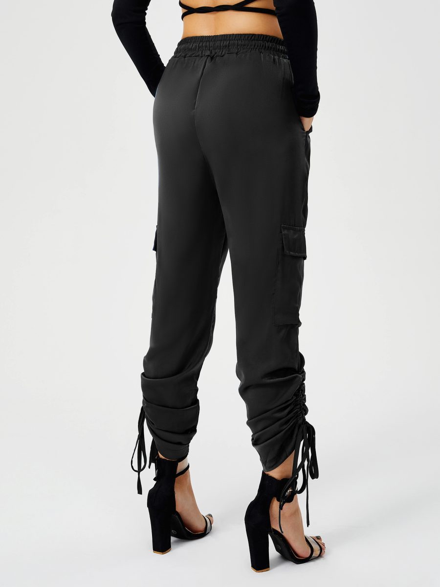 Women's Satin Jogger Pants Casual High Waist Long Lounge Pant Trousers With Pockets - Image 9