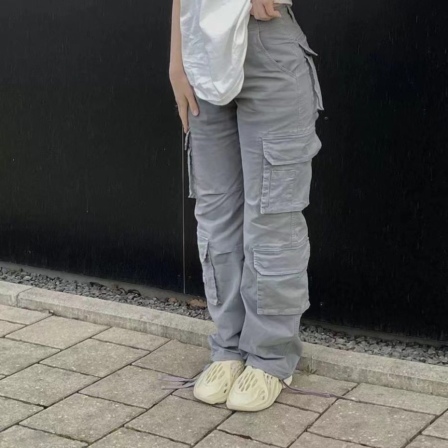 Street Hip-hop Trousers With Pockets Low Waist Overalls Fashion Casual Cargo Pants - Image 3
