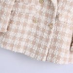 Lapel Long Sleeved Double Breasted Check Blazer Women - Image 4