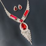 S151 fashion bridal jewelry set, tassel diamond, colorful micro wedding jewelry, necklace, earring set - Image 2