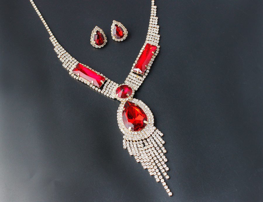 S151 fashion bridal jewelry set, tassel diamond, colorful micro wedding jewelry, necklace, earring set - Image 2