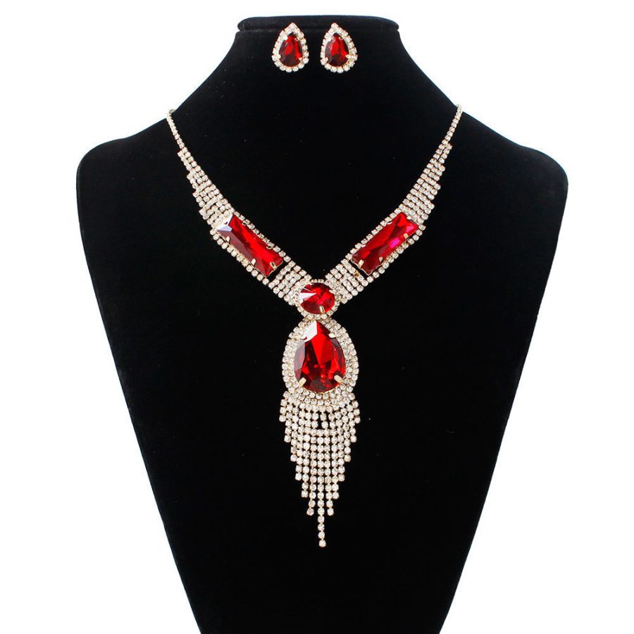 S151 fashion bridal jewelry set, tassel diamond, colorful micro wedding jewelry, necklace, earring set - Image 9
