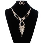 S151 fashion bridal jewelry set, tassel diamond, colorful micro wedding jewelry, necklace, earring set - Image 8