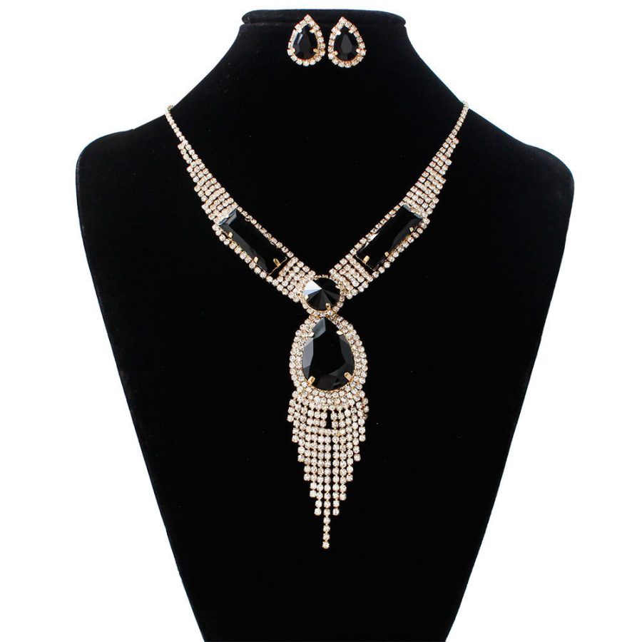 S151 fashion bridal jewelry set, tassel diamond, colorful micro wedding jewelry, necklace, earring set - Image 8