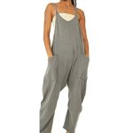 Summer Women's Loose Sleeveless Jumpsuits Spaghetti Strap Long Pant Romper Jumpsuit With Pockets Zipper - Image 7