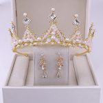Korean Style Bridal Crown Earring Set