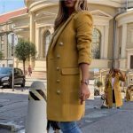 Blends Women Long Coats Trench Notch Collar Double Breasted Vintage Elegant - Image 3