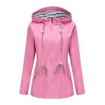 Long Sleeved Splashproof Mid Length Windbreaker For Women's Hooded Raincoat - Image 5