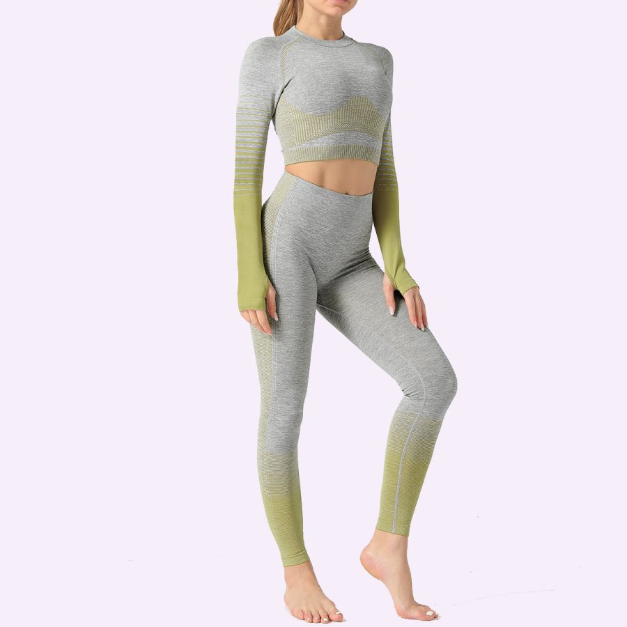 LANTECH Women Yoga Sets Gym Fitness Athletic 2 Pcs Sports Suits Set Pants Leggings Sportswear Leggings Seamless Sports Shirts - Image 9