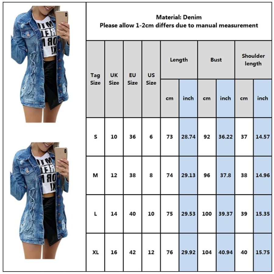 Down Jacket Loose Coat Jackets For Women Printed Tops denim - Image 2