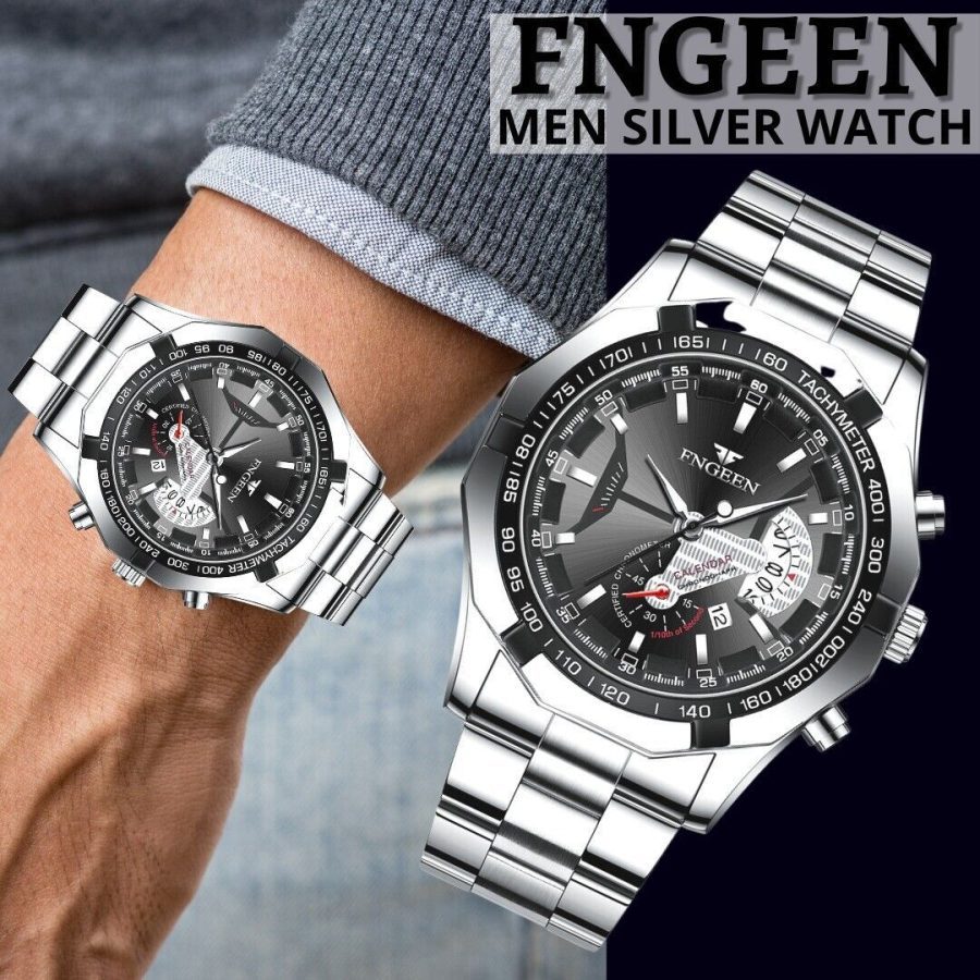 Waterproof Men's Stainless Steel Quartz Analog Wrist Watch Date Business Gift - Image 2