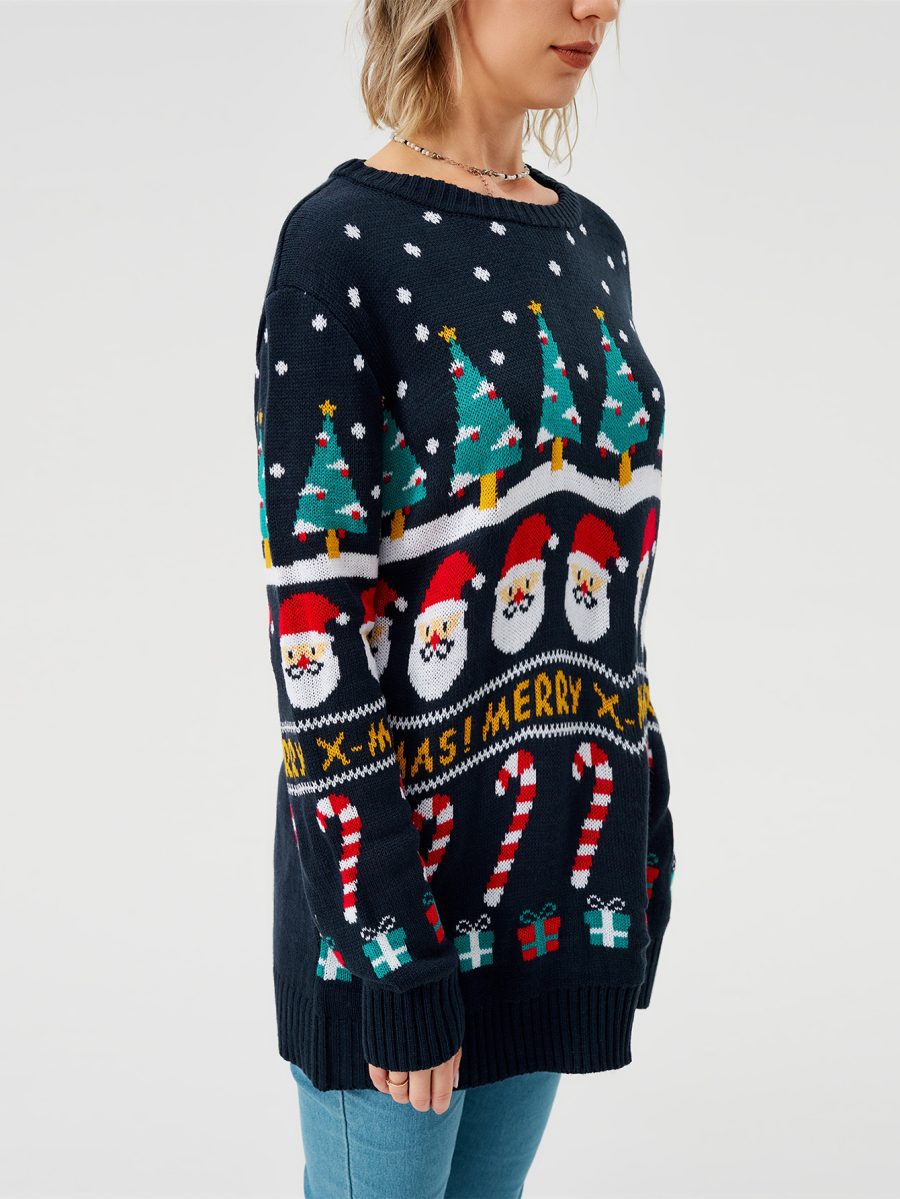 Women's Christmas Sweater Pullover Knitted Jumper Long Sleeve Crew Neck Sweater Shirt - Image 8
