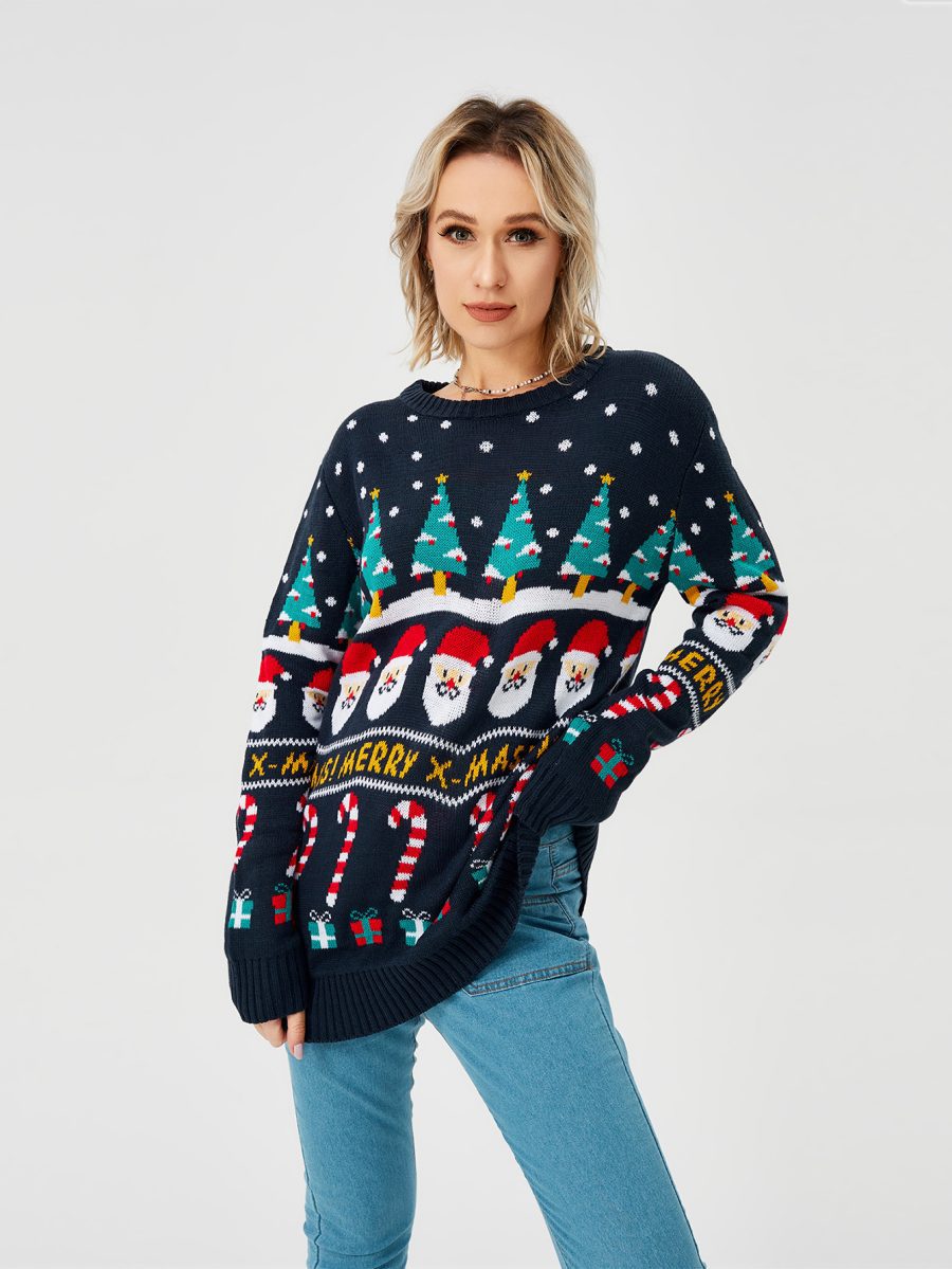 Women's Christmas Sweater Pullover Knitted Jumper Long Sleeve Crew Neck Sweater Shirt - Image 6