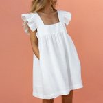 Square neck ruffled flying mini dress - Image 3