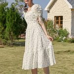Sweet Print Pearl Square Tie Midi Dress - Image 4