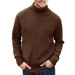 Men's High Collar Solid Color Long Sleeve Knitting Twisted Sweater - Image 6