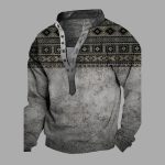 Men Casual Chest Button Sports Pullover Long Sleeve