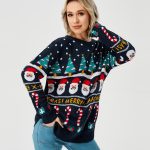Women's Christmas Sweater Pullover Knitted Jumper Long Sleeve Crew Neck Sweater Shirt - Image 2