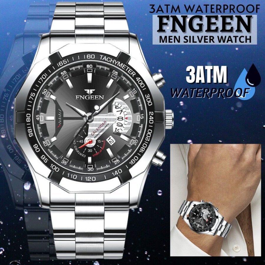 Waterproof Men's Stainless Steel Quartz Analog Wrist Watch Date Business Gift - Image 6