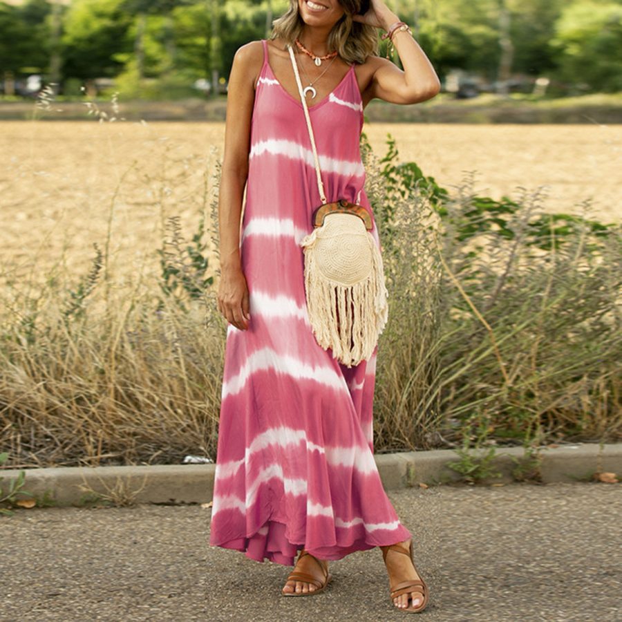 Printed Striped Plus Size Maxi Maxi Dress - Image 5