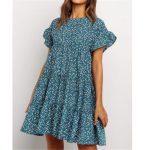 Loose pleated floral mini dress