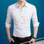 Brand 2021 Fashion Male Shirt Long-Sleeves Tops Polka Dot Printing Mens Dress Shirts Slim Men Shirt Plus Size M-5XL FGT - Image 2